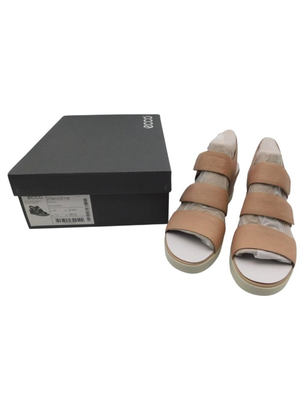 Ecco Shape Wedge Plateau Sandals Rose Dust Leather US 10 10.5 New In Box